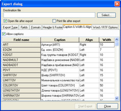 Caption & Width & Align