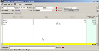 Проплати у видатковому касовому ордері